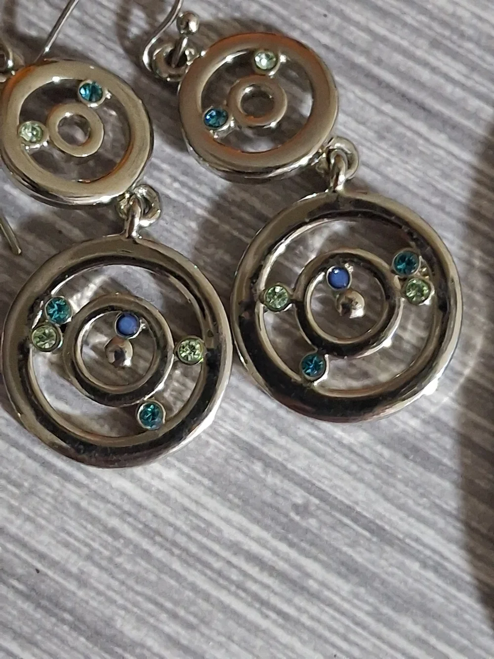 Lia Sophia Blue Cord Silver-Tone Triple Circle Necklace and Earring Set